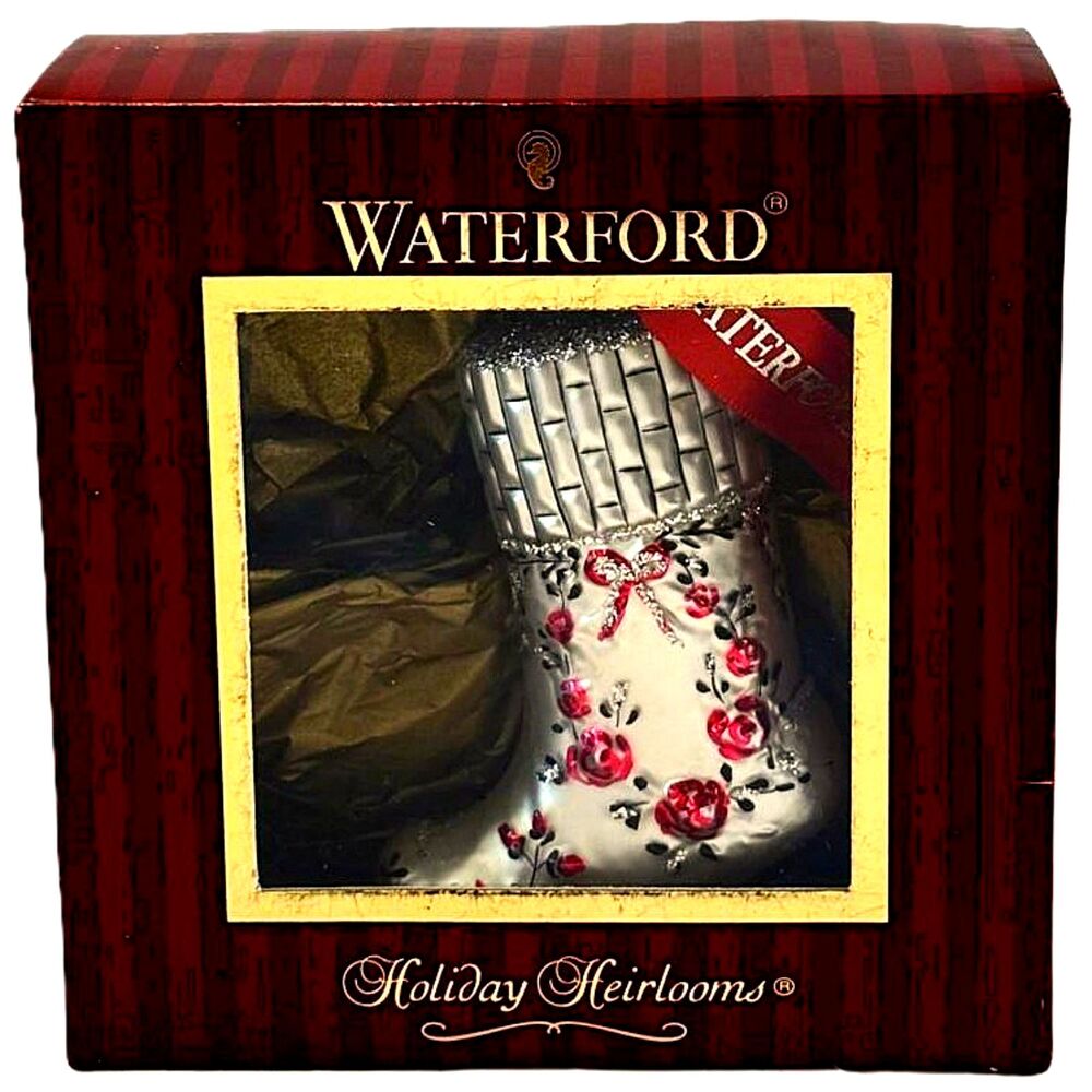 Waterford Stocking Vintage Ornament Holiday Heirloom blown glass first edition